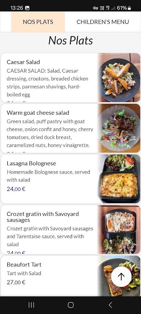 Restaurant Brasserie Chalet du Mottet - Menu Image 2