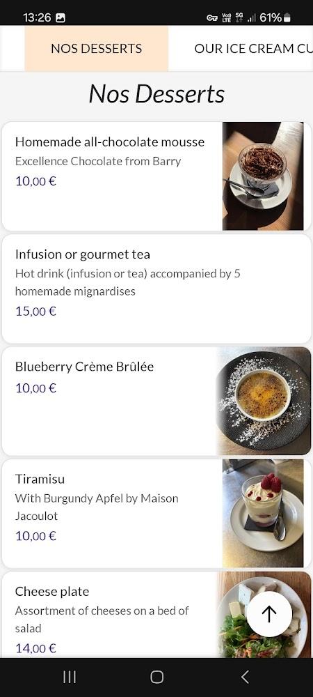 Restaurant Brasserie Chalet du Mottet - Menu Image 4